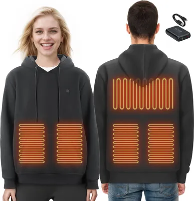 Produktbild von VEVOR Beheizter Pullover, Uni-Elektro-Sweatshirt, 5-Zonen-Heizjacke, ideal für Outdoor-Aktivitäten, leicht und bequem, XXL, Schwarz