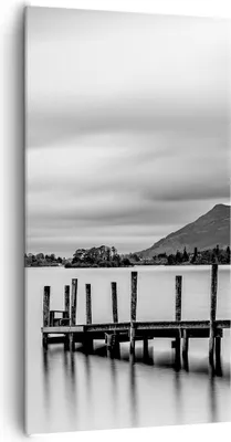 Produktbild von Bild auf Leinwand - Leinwandbild - Einteilig - Schwarzweiß Landschaft See - 65x120cm - Wand Bild - Wanddeko - Wandbilder - Leinwanddruck - Bilder - Wanddekoration - Leinwand bilder - PA65x120-4321