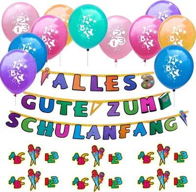 Produktbild von Oblique Unique Schuleinführung Schulanfang Einschulung Deko Set - Luftballons + Girlande + Konfetti