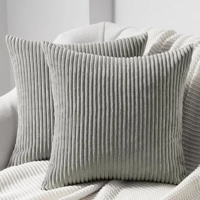 Obrázek produktu pro Pohodlné povlaky na polštáře, 65x65 cm, kordurové, šedé, proužkované, sada 2 kusů