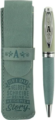 Produktbild von History & Heraldry Bamboo Persönlicher und individueller Kuli Kugelschreiber Stift mit Namen und Spruch Personalisiertes Etui Monogramm-Design persönliches Geschenk (Kuli A)