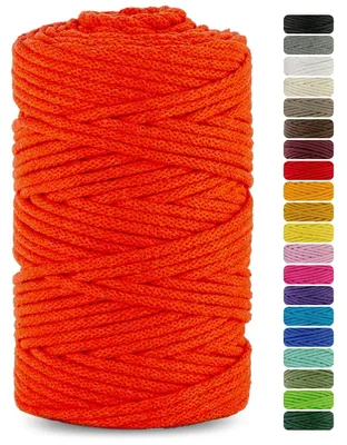 Immagine prodotto di Filo per macramè - 100 metri, arancione - 5 mm, cotone con anima in poliestere