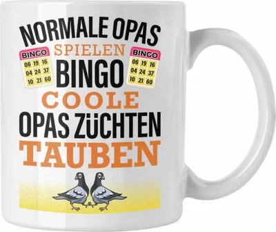Produktbild von Trendation - Taubenzüchter Geschenk Zaubenzucht Zubehör Tauben Tasse Lustiger Spruch Taubenflüsterer Taubenliebhaber Becher Opa Großvater (Weiß)