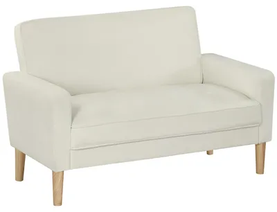 Produktbild von 2-Sitzer-Sofa, Doppelsitzsofa mit Kautschukholzbeinen, Polstersofa für Wohnzimmer, Schlafzimmer, Cremeweiß