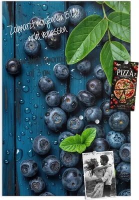 Produktbild von Magnettafel 40x60cm Pinnwand Whiteboard beschreibbar - Blaubeeren auf Holz