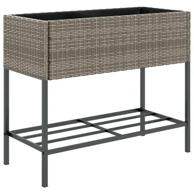 Produktbild von Pflanzkübel mit Ablage Grau Poly Rattan