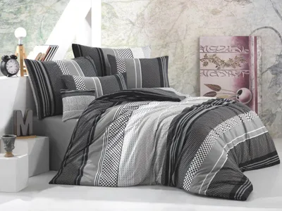 Produktbild von Leinen Französische Baumwolle 240x200,70x90 Sorento schwarz