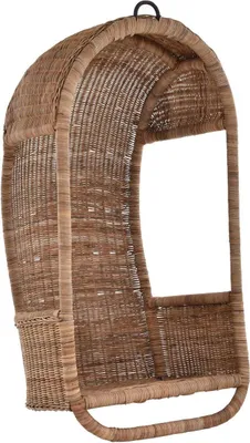 Produktbild von KRINES HOME Hängeschaukel / Hängesessel aus ungeschältem Natur-Rattan - Hängekorb naturbelassen (Natur geflochten)