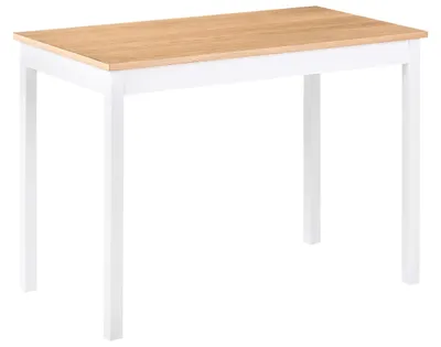 Obrázek produktu pro BELIANI Jídelní stůl světlý dub MDF borovicové dřevo 110 x 60 cm bílé dřevěné nohy skandinávský styl kuchyňský stůl