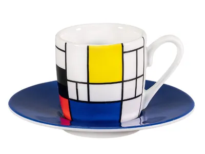 Produktbild von tea4chill Könitz Espresso Tasse Mondrian Small Fragments. Kaffeetasse 65ml aus Porzellan. Espressotasse modern, bunt