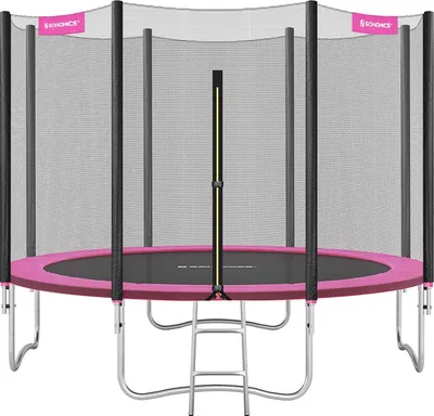 Produktbild von SONGMICS Trampolin rundes Gartentrampolin mit Sicherheitsnetz und Leiter, Sicherheitsabdeckung, bis zu 150 kg belastbar, für Outdoor, Garten