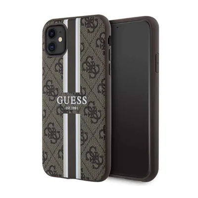 Immagine prodotto di Guess Guhmn61P4Rpsw Custodia rigida per Iphone 11 / Xr Brązowy/Marrone 4G a righe stampate Magsafe