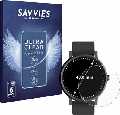 Produktbild von 6x Für Armbanduhren (Kreisrund, ø: 46 mm) Schutzfolie Savvies Displayschutz Display Schutz Folie Klar Transparent