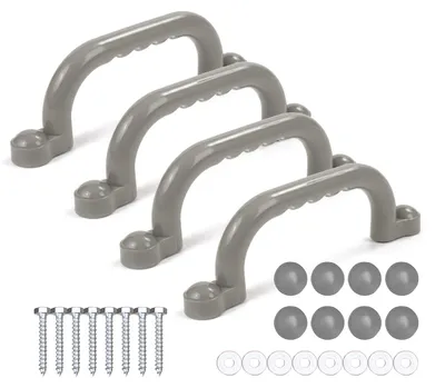 Image de Poignées pour structure d'escalade Relaxdays, lot de 4, capacité de charge de 100 kg par poignée, tour de jeux et lit mezzanine, poignées encastrées, plastique, gris