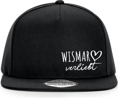 Produktbild von Huuraa Cappy Mütze Wismar verliebt Black Polyester Snapback Kappe Geschenkidee