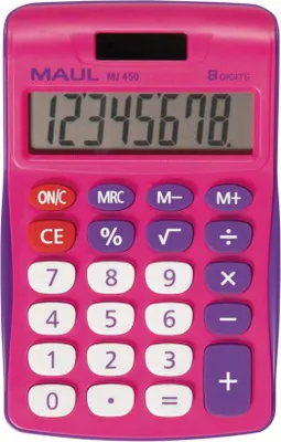 Produktbild von MAUL Tischrechner MJ 450 LCD-Anzeige 1-zeilig, 8 Ziffern Solar Batterie 11.3 x 7.2 x 1.9 cm pink