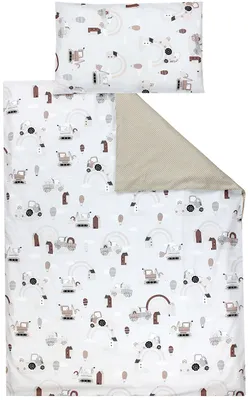 Produktbild von TupTam Kinder Bettwäsche Gemustert 2-Teilig Wendebettwäsche, Farbe: Traktoren / Regenbögen / Beige / Punkte, Größe: 135x100 cm