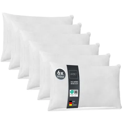 Produktbild von LILENO HOME 6er Set Kissenfüllung 30x50 cm - 40°C waschbares Innenkissen geeignet für Allergiker - Polyester Kisseninlet als Couchkissen, Sofa Kissen, Cocktailkissen und Kopfkissen