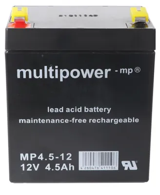 Produktbild von Multipower MP4.5-12 Blei Akku 12 Volt mit 4,8mm Faston Stecker