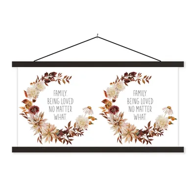Produktbild von MuchoWow® Textilposter Zitate - Die Familie wird geliebt, egal was passiert - Sprüche 150x75 cm mit schwarzem Rahmen - Posterleiste