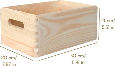 Produktbild von Creative Deco Große Holzkiste Obstkiste Korb - 30x20x13cm (+/-1cm) - mit Griffen