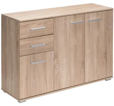 Immagine prodotto di Casaria Cassettiera Alba 3 Ante con Ripiani 2 Cassetti 107x75x35cm Comò Armadietto Ufficio Mobiletto