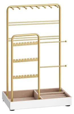 Obrázok produktu pre Držiak na šperky, stojan na náušnice a organizér na náhrdelníky – kov – 11,5 x 19,6 x 30,8 cm