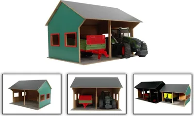Image de Kids Globe Grange à jouets pour 2 tracteurs 1:16