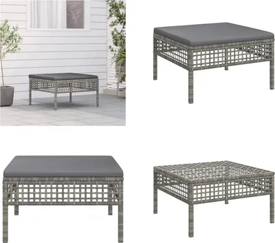 Obrázek produktu pro vidaXL Zahradní stolička s polštářem Grey Poly Rattan - Zahradní stolička - Podnožka - Podnožka na nohy