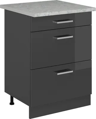 Produktbild von Küchenunterschrank Vicco R-Line Anthrazit Hochglanz 60 cm AP Marmor, Model 53391