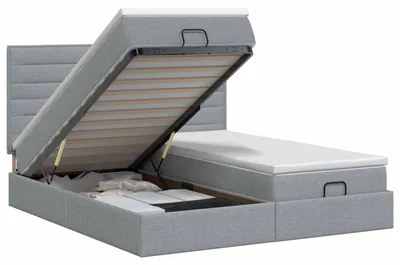 Obrázok produktu pre vidaXL Posteľ s úložným priestorom a matracom, s opierkou, 2 kusy, svetlosivá, látka
