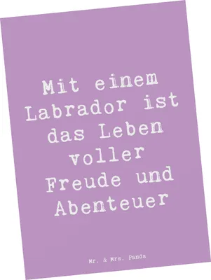 Produktbild von Mr. & Mrs. Panda Postkarte Spruch Labradorleben - Lavendeltraum - Geschenk, Hund, Ansichtskarte, Grußkarte, Hunderassen Charakter, Vielfalt, bildkarte, Therapiehund