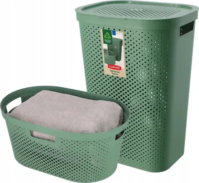 Image de Panier à linge - Set 60 L + 40 L - Polypropylène - Deux pièces - Vert