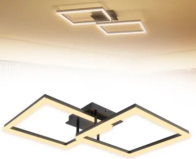 Image de LZQ Plafonnier LED Salon Géométrique Moderne, 48W Lampe de salon Blanc Chaud 2800-3200K, pour le salon Chambre à coucher