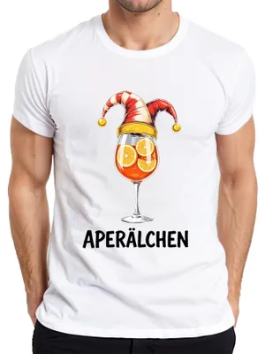 Productafbeelding van Aperol Spritz cocktailglas, oranjeschijfjes, grappig heren T-shirt, wit, maat M