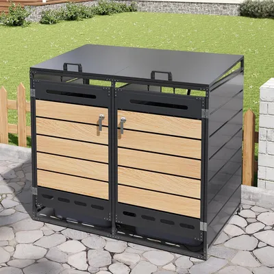 Obrázek produktu pro Kryt na popelnice s hydraulickým víkem a zámkem, obložení popelnic, skříň na popelnice, box na popelnice