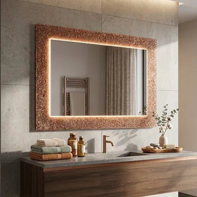 Produktbild von Rechteckiger Reversibler Spiegel mit Schmelzglas Granulat Bronze 98 x 70 cm