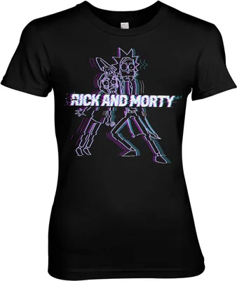 Produktbild von Rick And Morty Glitch Girly Tee - Large - Black