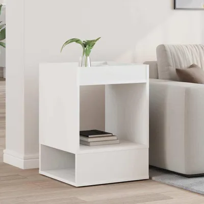Produktbild von "Winterschlussverkauf" Beistelltisch Wohnzimmer - elegante Design - Sofatisch/Couchtisch - Weiß 40x40x56cm Holzwerkstoff - Konsolentische DE8309874