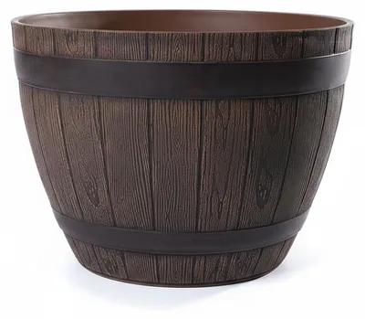 Zdjęcie produktu dla Omgoods - Doniczka z tworzywa sztucznego imitująca drewno, średnica 38 cm, wysokość 27 cm