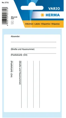 Produktbild von Herma Etiketten Paketadressen Inland 80 x 110 mm weiss 8 Etik.