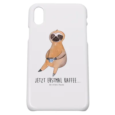 Produktbild von Mr. & Mrs. Panda Iphone 10 Handyhülle Faultier Kaffee - Weiß - Geschenk, Genießer, Handy, Cover, Hülle, Kaffeetasse, X, Coffee
