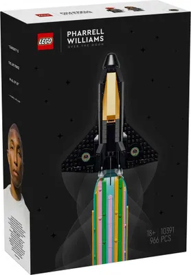 Produktbild von LEGO Icons Über dem Mond mit Pharrell Williams, Bauset mit dem Modell einer Raumfähre, Geschenk für Erwachsene, beinhaltet die Minifiguren Pharrell und Helen mit 49 austauschbaren Köpfen 10391