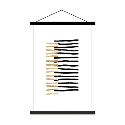 Produktbild von MuchoWow® Textilposter Linie - Gold - Gestaltung 40x60 cm mit schwarzem Rahmen - Wanddekorationen