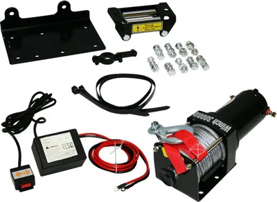 Immagine prodotto di Varan Motors - Var-P3000-1B verricello elettrico a fune da 12V 1360KG con piastra di montaggio e rulli per il controllo remoto del cavo