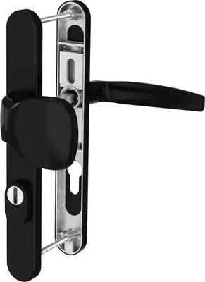 Produktbild von Aluminium Schmalrahmengarnitur Schwarz 92mm PZ Wechselgarnitur Haustür Nebeneingangstür Knopf/Drücker 39-54mm ja