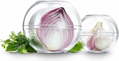 Produktbild von 2 Frischhaltekugeln Frischhaltedosen Aufbewahrung Dosen Becher für Zwiebel Knoblauch
