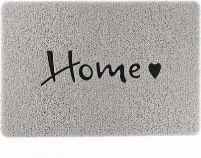 Produktbild von Primaflor Schmutzfangmatte ELVO Home Heart 40x60cm - Strapazierfähige Türmatte, Rutschfeste Schlingenmatte, Graue Sauberlaufmatte, Fußmatte