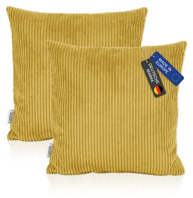 Zdjęcie produktu dla Zestaw 2 poszewek na poduszki Lycce z modnego sztruksu (50 x 50 cm) – idealne na przytulne poduszki na sofę lub poduszki dekoracyjne, różne kolory – wyprodukowane w UE, kolor: pudrowy róż