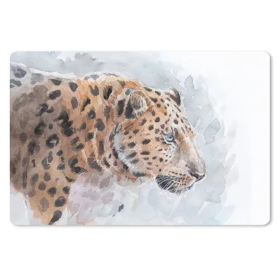 Produktbild von MuchoWow® Mauspad Mousepad Leopard - Aquarell - Blau 27x18 cm - Mousepads - Maus Mat - Pad - Mausunterlage - Büroartikel - Desk Matten